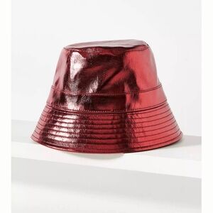 Anthropologie Metallic Red Bucket Hat